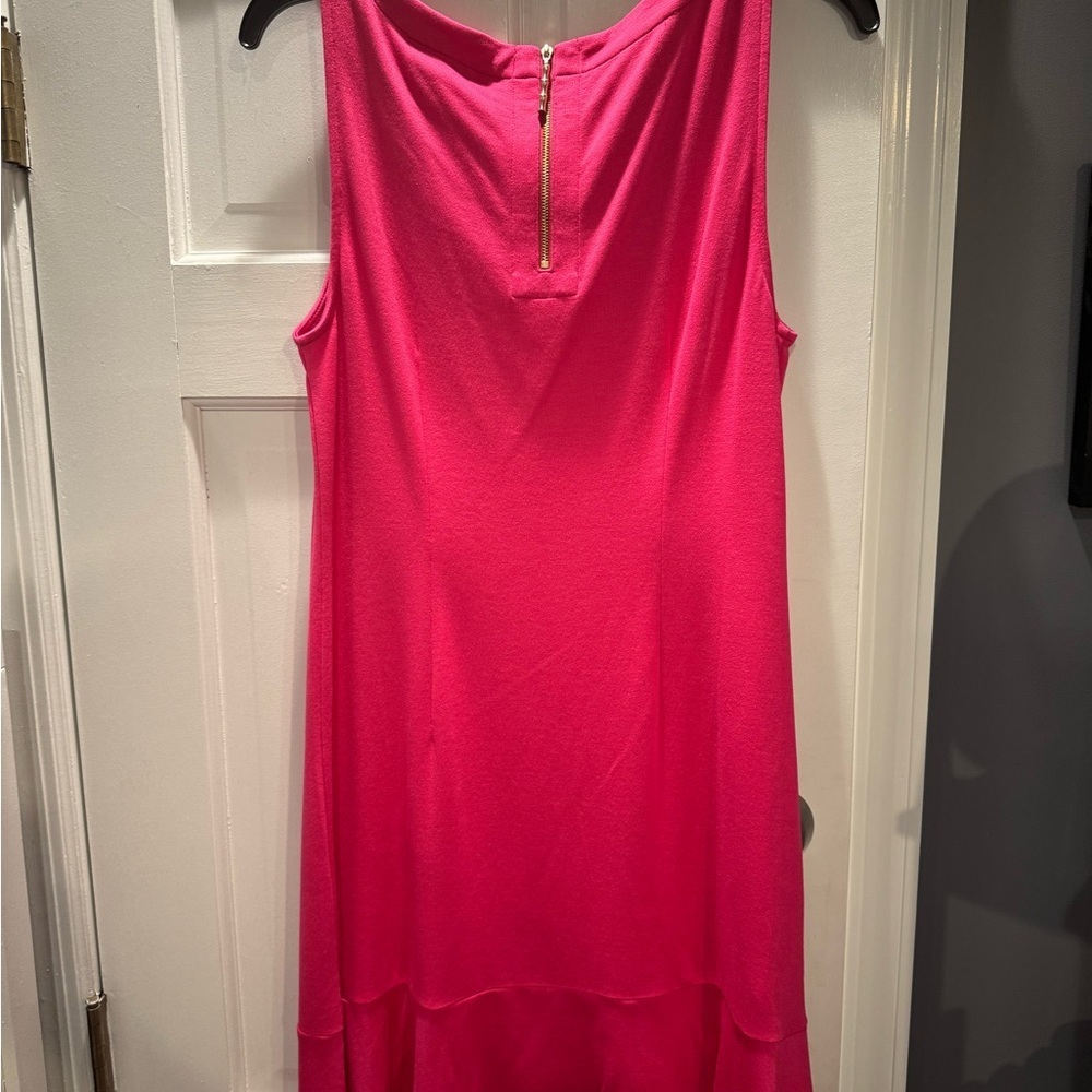 Tommy Bahama Darcy Flounce Dress Glowy Azalea/Vibrant Pink Midi day dress nap - Picture 6 of 12